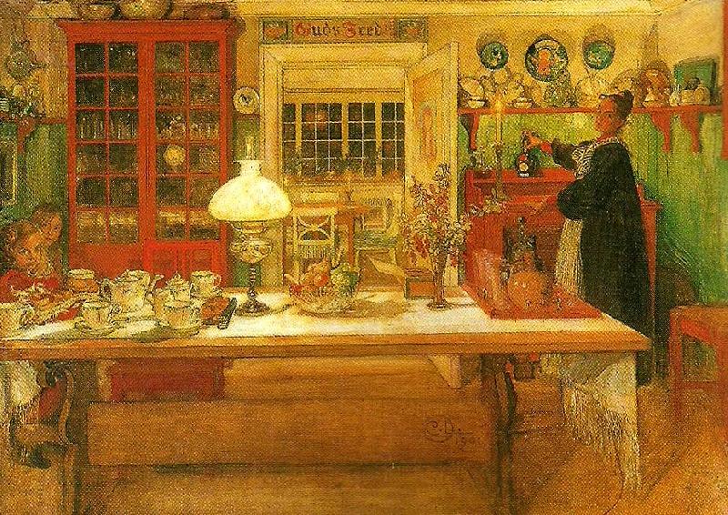 Carl Larsson till en liten vira oil painting image